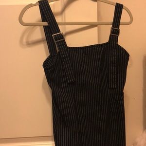 black and white vertically striped dress